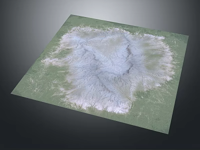 Detailed 3D Terrain Model Featuring Mountainous Snow Covered Peaks And Green Lowlands 3d model