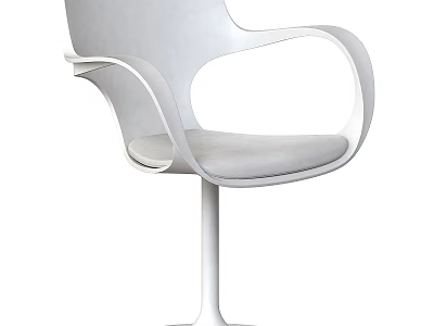 Sleek Minimalist Dining Chair With Curved Armrests Gray Upholstered Seat And Metal Legs 3d model
