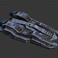 Futuristic Twin Body Spacecraft With Blue Lights And Mechanical Details