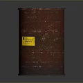 Red Rusty Industrial Metal Drum With Yellow Hazardous Waste Label
