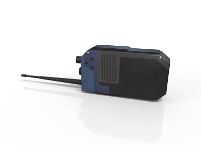 Professional Handheld Walkie Talkie Electronic Device With Black Blue Design And Antenna 3d model
