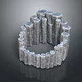 Decorative Stone Like Pillars In Circular Arrangement With Textured Surfaces Design 3d model