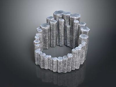 Decorative Stone Like Pillars In Circular Arrangement With Textured Surfaces Design 3d model