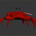 Vibrant Red Crab 3D Model With Detailed Pincers And Textured Exoskeleton