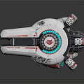 Futuristic Sci Fi Aircraft With White Body Black Cockpit Red Details And Side Thrusters