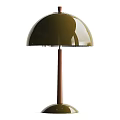 Modern Table Lamp With Golden Dome Shade And Wooden Stem For Home Interior Decor