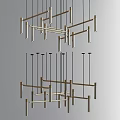 Modern Chandelier Designs With Curved Lines And Linear Metal Frames 3d model