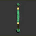 Green Jade Double Roller Medical Device with Gold Accents for Facial Skincare