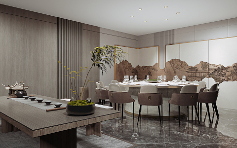 Modern Room Restaurant Box 3d model