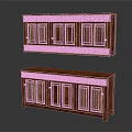 Wooden Entryway Cabinet And Side Cabinet With Carved Decorative Patterns 3d model