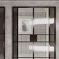 Double Doors Interior Design With Perforated Glass Panels And Metal Frames 3d model