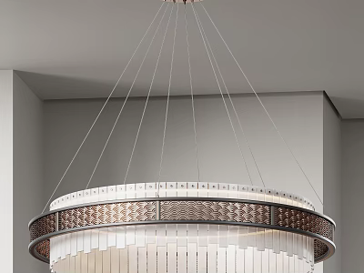 Elegant Modern Circular Chandelier With Metal Frame And Hanging Transparent Pendants 3d model