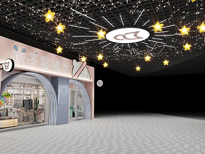Stylish Maternity And Baby Store In Shopping Mall With Adorable Star Shaped Ceiling Lighting 3d model