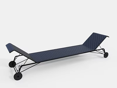 Outdoor Blue Mesh Lounge Chair With Black Frame And Rolling Wheels 3d model