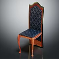 Navy Blue Diamond Quilted Accent Chair With High Back And Orange Carved Legs