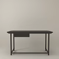 Modern Minimalist Desk Featuring Dark Surface Metal Legs And Single Drawer