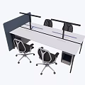 Modern Office Workstation Desk With Privacy Divider And Comfortable Task Chairs For Workspace 3d model