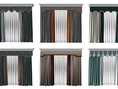 Various Stylish Curtain Designs with Different Colors Decorative Valances and Sheer Panels 3d model