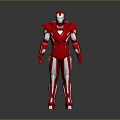 Iron Man Red And White Armor In Standing Pose With Gray Background 3d model