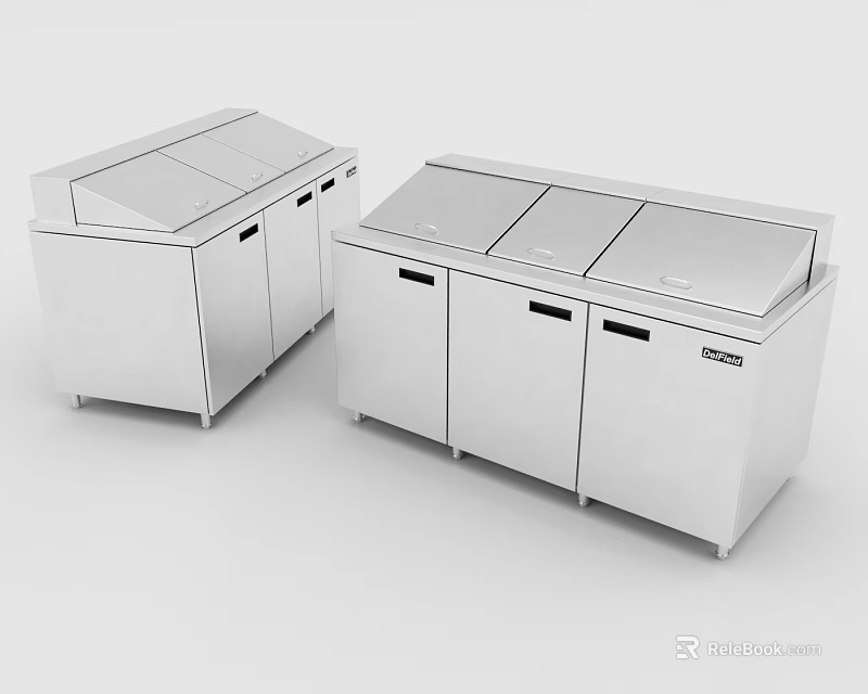 Stainless Steel Commercial Refrigerators Freezers Double Units With Lids And Doors For Kitchen Storage 3d model 