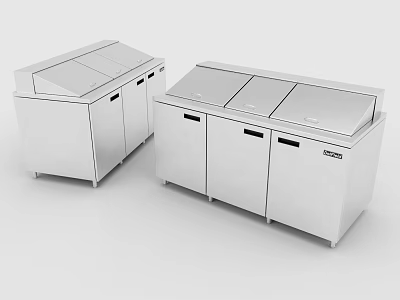 Stainless Steel Commercial Refrigerators Freezers Double Units With Lids And Doors For Kitchen Storage 3d model