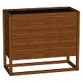 Wooden Decorative Cabinet With Four Drawers Metal Handles And Dark Top Surface