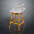 Modern Woven Light Colored Bar Stool With Yellow Wooden Legs And Simple Design