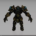 Detailed Mechanical Character Design With Golden Black Armor And Blue Luminous Parts