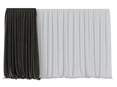 Elegant Dark Brown and White Curtains for Living Room Home Decor 3d model
