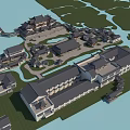 Ancient Architecture Complex With Multiple Buildings Water Surroundings And Scenic Layout 3d model