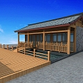 Traditional Chinese Chalet with Waterscape 3d model