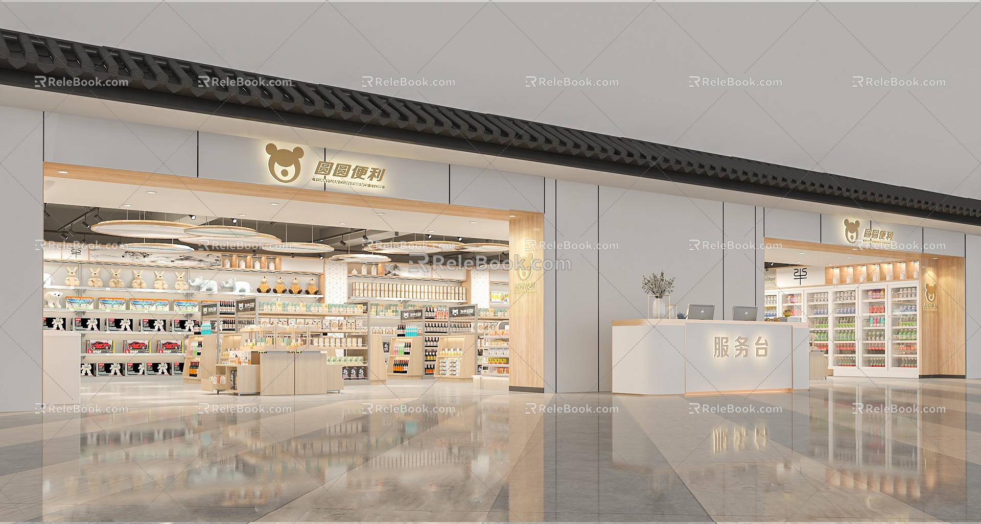 New Chinese Supermarket Convenience Store Commissary Commercial Space Retail Space Exclusive Store Store Store Chain Store Guofeng Chinese Style Jiangnan Water Town 3d model