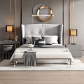 European-style Light Luxury Bedroom Double Bed 3d model