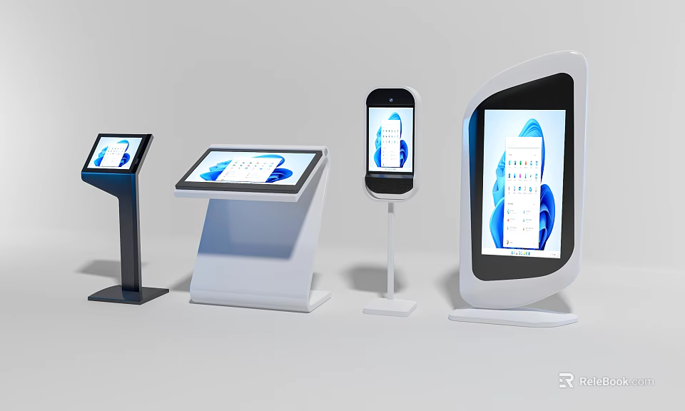 Public Facilities Self Service Information Kiosks With Various Designs And Screen Interfaces 3d model 