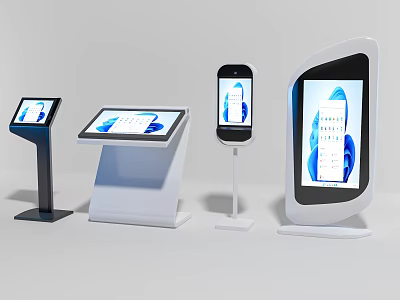 Public Facilities Self Service Information Kiosks With Various Designs And Screen Interfaces 3d model