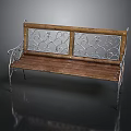 Classic Wooden Bench Featuring Intricate Iron Scroll Backrest And Solid Wood Seat