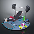 Home Gym Fitness Equipment Set With Barbell Bench Press Dumbbells Yoga Mat And Protein Container