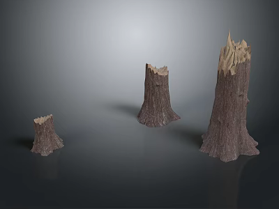 Wooden Stone Tree Stumps With Natural Texture In Different Sizes 3d model