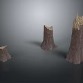 Wooden Stone Tree Stumps With Natural Texture In Different Sizes 3d model