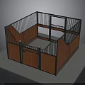 Sturdy Wooden Metal Enclosure Structure With Railings Door And Steps On Gray Ground