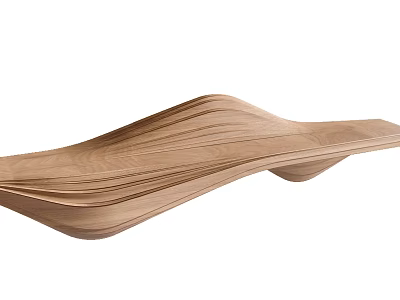 Modern Wooden Stool With Unique Wave Shaped Curved Design And Smooth Surface 3d model