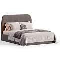 Modern Double Bed Interior Design With Upholstered Headboard Soft Pillows And Cozy Throw Blanket
