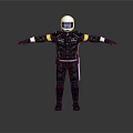 Motorcycle Rider In Black Uniform With White Helmet And Arms Outstretched