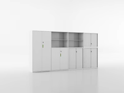 White Modern Bookcase With Multiple Cabinets And Open Shelves Design 3d model