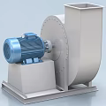 Industrial Centrifugal Fan Equipment With Blue Electric Motor And Metal Base