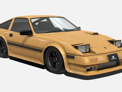 Vintage Yellow Sports Car With Black Accents Square Headlights And Retro Design 3d model