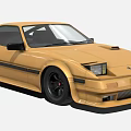 Vintage Yellow Sports Car With Black Accents Square Headlights And Retro Design