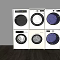 Modern White Front Load Washing Machines With Control Panels In Room 3d model