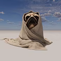 Adorable Pug Dog Wrapped in Soft Knitted Blanket Looking Cozy on White Background