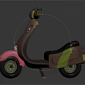 Vibrant Copper Pink Green Scooter With Black Seat And Stylish Design